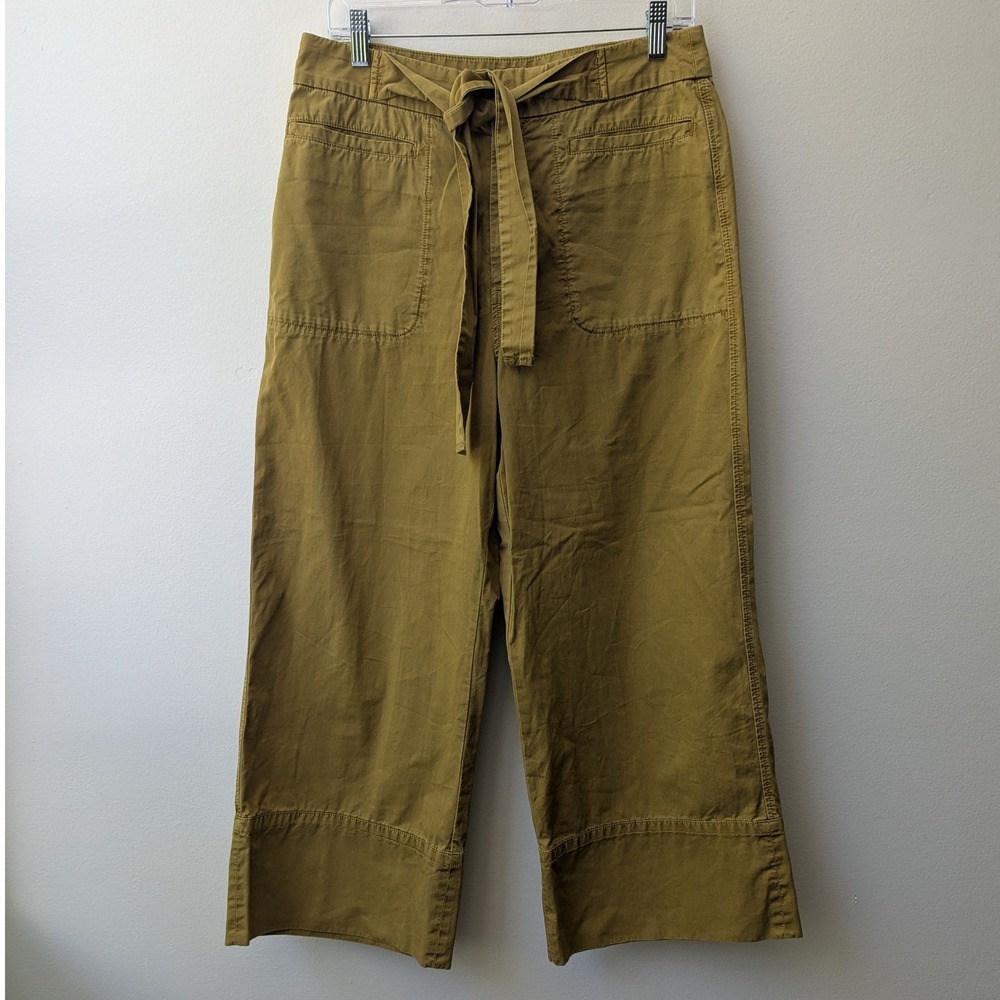 J.Crew Wide Leg Pants Mustard Yellow High Waist Belted Cotton Trousers Sz 10